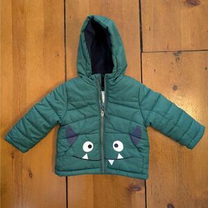 Just One You By Carter's Puffer Jacket Baby Boys 18 Months Green Monster Hooded